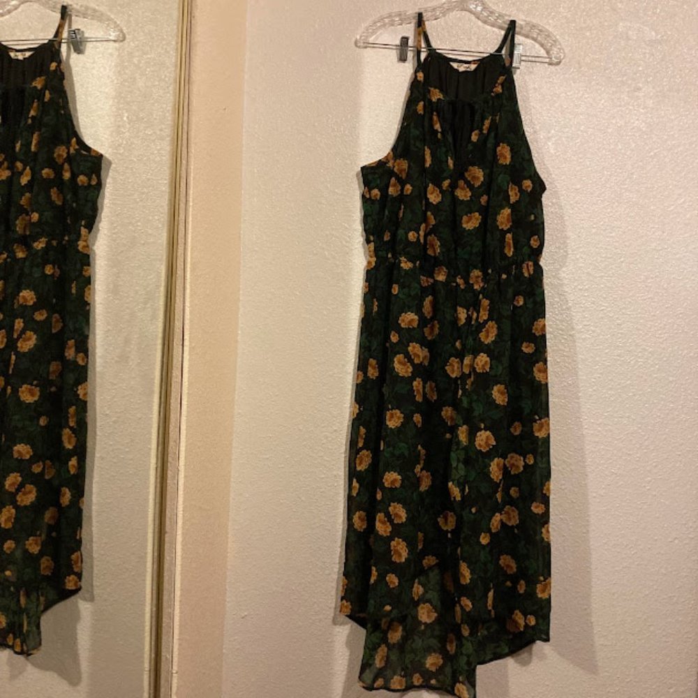 Blush women's size 2X women's floral green and yellow asymmetrical dress